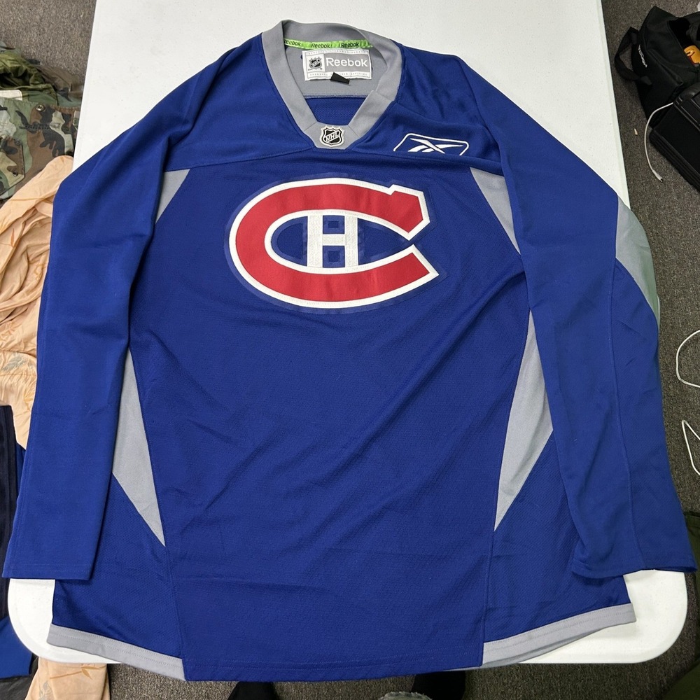 Reebok Montreal Canadiens Jersey Mens XL Blue NHL Hockey Logo V-Neck 7282A 10